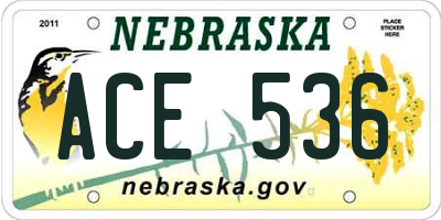 NE license plate ACE536