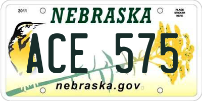 NE license plate ACE575