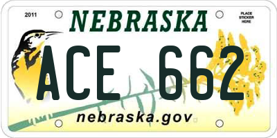NE license plate ACE662