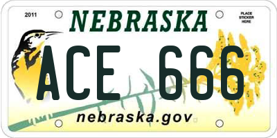 NE license plate ACE666