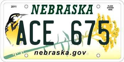 NE license plate ACE675