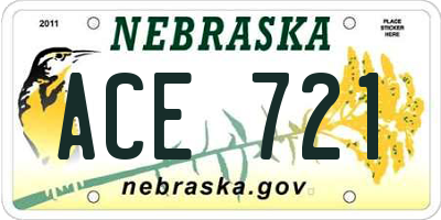 NE license plate ACE721