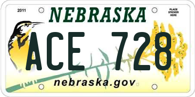NE license plate ACE728