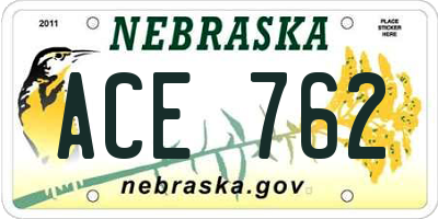 NE license plate ACE762