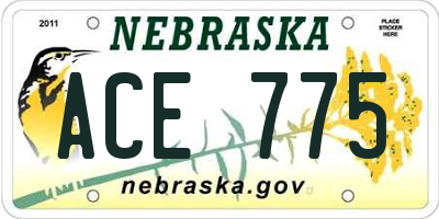 NE license plate ACE775