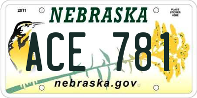 NE license plate ACE781