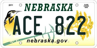 NE license plate ACE822