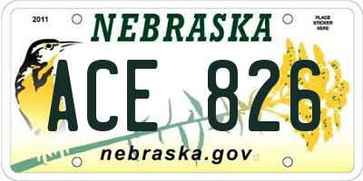NE license plate ACE826