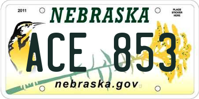 NE license plate ACE853