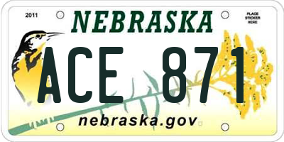NE license plate ACE871