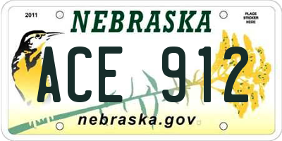 NE license plate ACE912