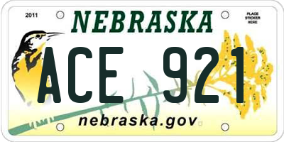 NE license plate ACE921