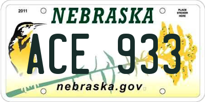 NE license plate ACE933