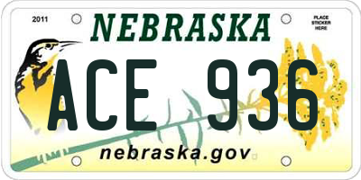 NE license plate ACE936