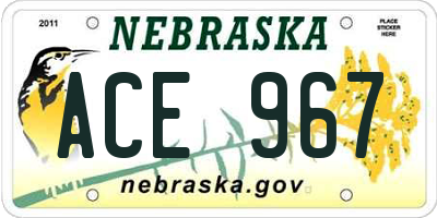 NE license plate ACE967