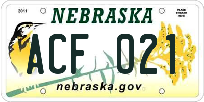 NE license plate ACF021