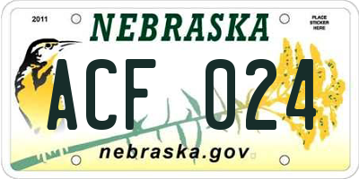 NE license plate ACF024