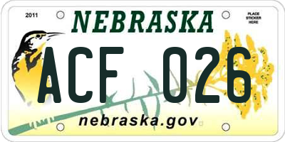 NE license plate ACF026