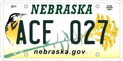 NE license plate ACF027