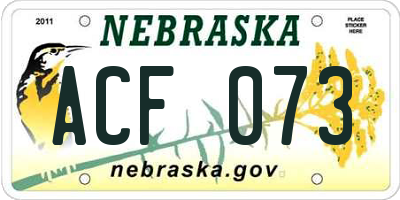 NE license plate ACF073