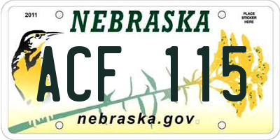 NE license plate ACF115
