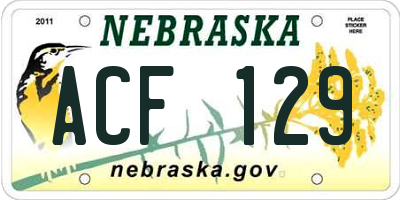 NE license plate ACF129