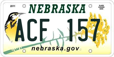 NE license plate ACF157