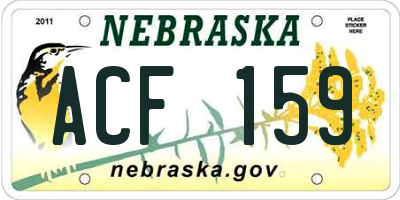 NE license plate ACF159