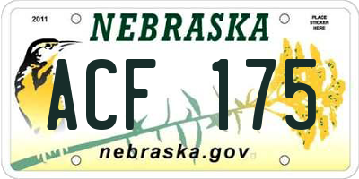 NE license plate ACF175