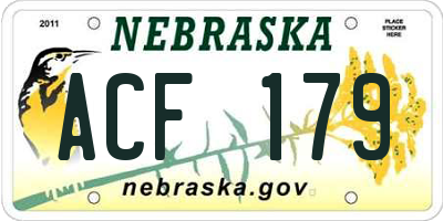 NE license plate ACF179