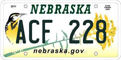 NE license plate ACF228