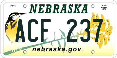 NE license plate ACF237