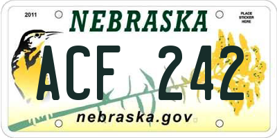 NE license plate ACF242
