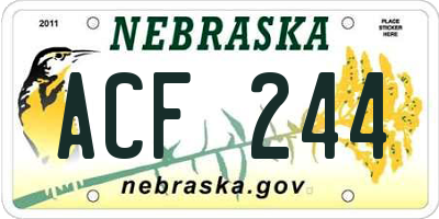 NE license plate ACF244