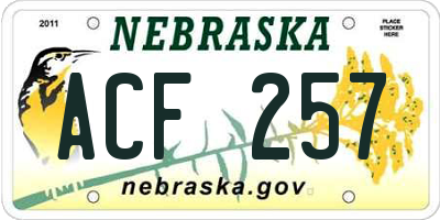 NE license plate ACF257