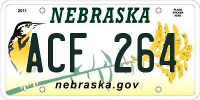 NE license plate ACF264