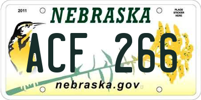 NE license plate ACF266