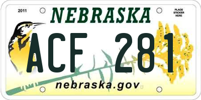 NE license plate ACF281