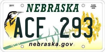NE license plate ACF293