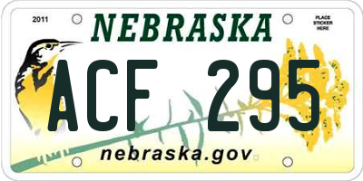 NE license plate ACF295