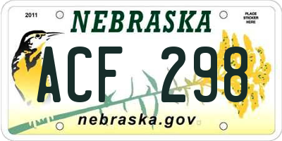 NE license plate ACF298