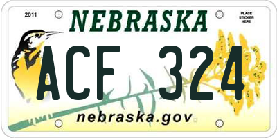 NE license plate ACF324