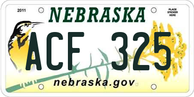 NE license plate ACF325