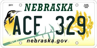 NE license plate ACF329