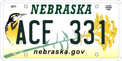 NE license plate ACF331
