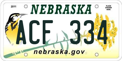 NE license plate ACF334