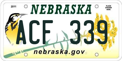 NE license plate ACF339