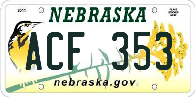 NE license plate ACF353