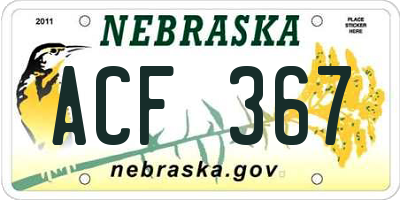 NE license plate ACF367