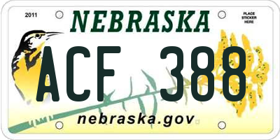 NE license plate ACF388